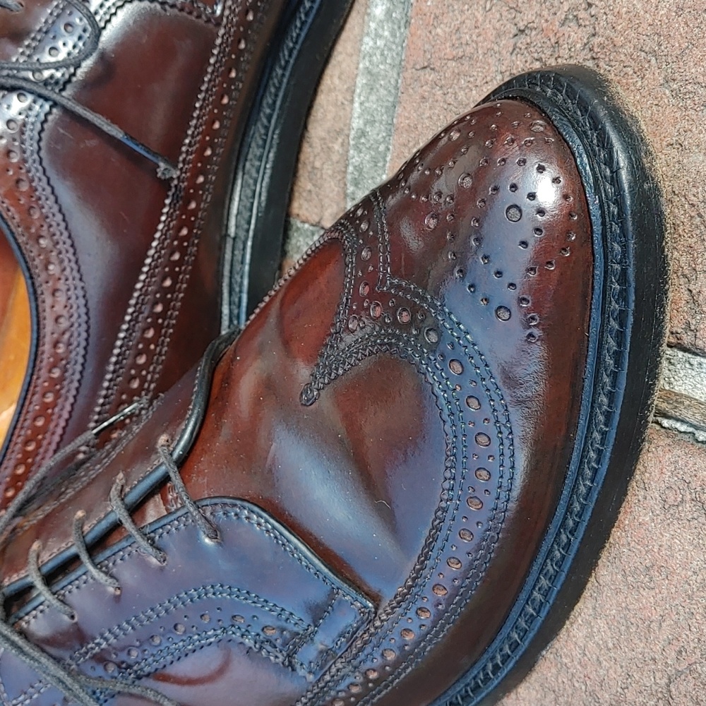 AE MacNeil Full Brogue Medallion Wing Tip Derby in Shell Cordovan  8.5D